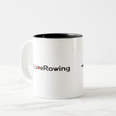 Liefde Roeien hashtag slogan en boot Tweekleurige Koffiemok (Voorkant links)
