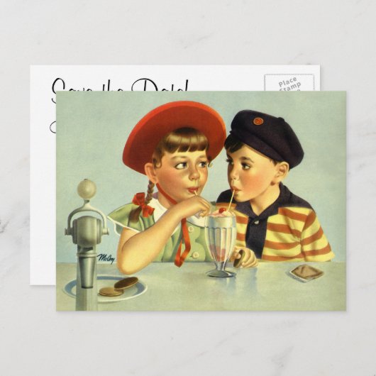  liefde, Romance, romantisch, sparen de Datum Aankondigingskaart (Voorkant / Achterkant)