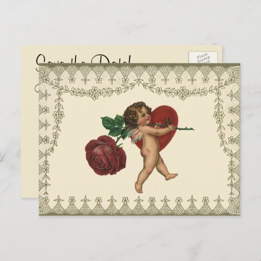 liefde, Romance, romantisch, sparen de Datum Aankondigingskaart (Voorkant / Achterkant)