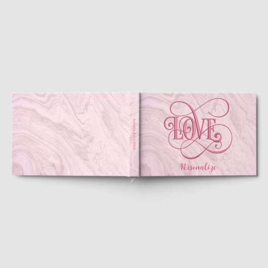 Liefde Romantisch Roze Marmeren Werveltje Elegant Gastenboek (Volledig)