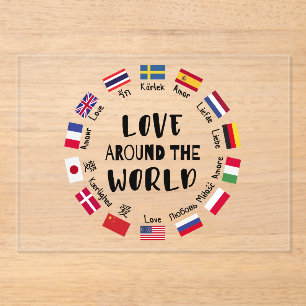 Liefde Rond de Wereld Talen Acryl Uitnodigingen