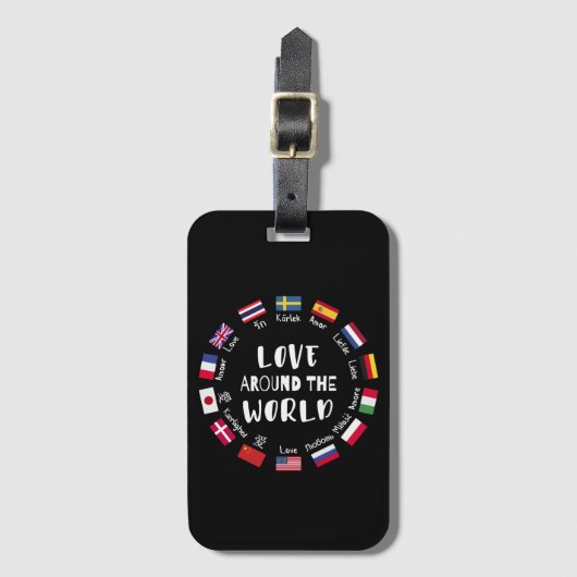 Liefde Rond de Wereld Talen Bagagelabel (Voorkant (verticaal))