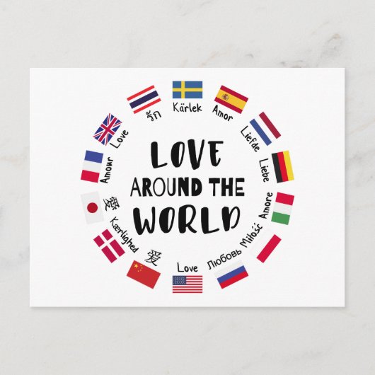 Liefde Rond de Wereld Talen Feestdagenkaart (Voorkant)