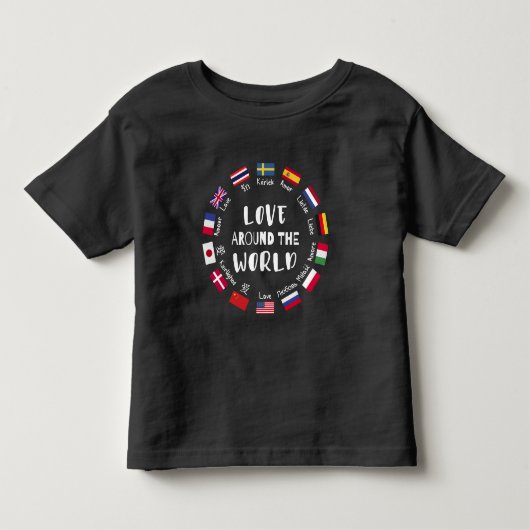 Liefde Rond de Wereld Talen Kinder Shirts (Voorkant)
