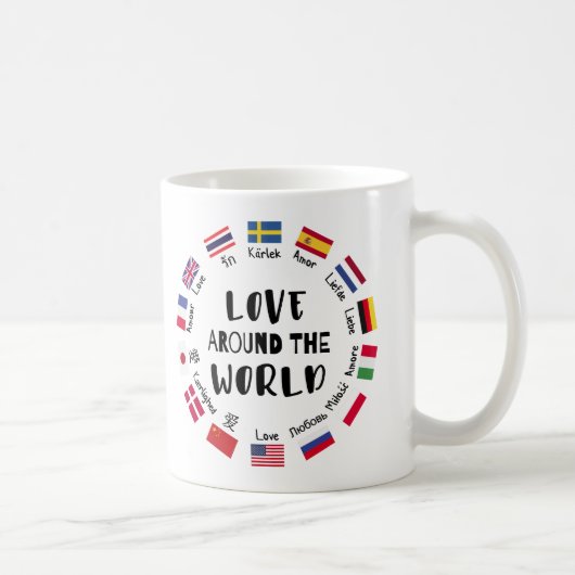 Liefde Rond de Wereld Talen Koffiemok (Rechts)
