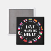 Liefde Rond de Wereld Talen Magneet (Voorkant / Achterkant)