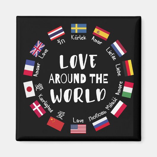 Liefde Rond de Wereld Talen Magneet (Voorkant)