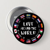 Liefde Rond de Wereld Talen Ronde Button 7,6 Cm (Voorkant /achterkant)