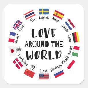 Liefde Rond de Wereld Talen Vierkante Sticker