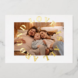 Liefde rond kerstmis folie feestdagenkaart