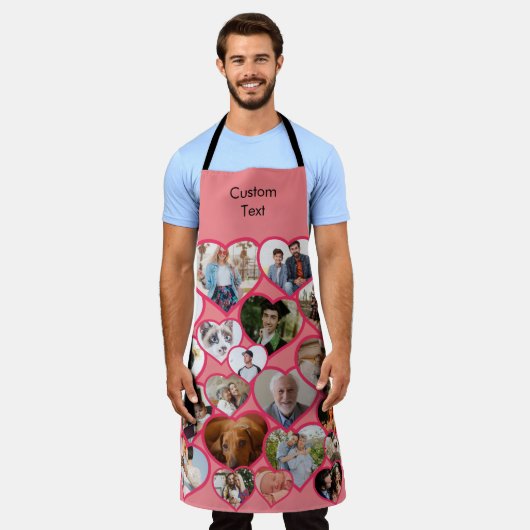 Liefde Rood Hart | Aangepaste 20 foto's Collage &  Schort (Gedragen)