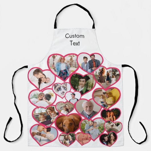 Liefde Rood Hart | Aangepaste 20 foto's Collage & Schort (Voorkant)
