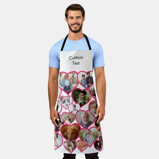 Liefde Rood Hart | Aangepaste 20 foto's Collage &  Schort (Gedragen)