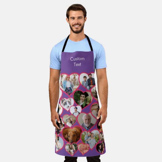 Liefde Rood Hart | Aangepaste 20 foto's Collage &  Schort (Gedragen)