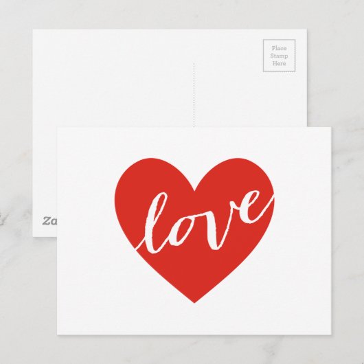 Liefde, rood hart briefkaart (Voorkant / Achterkant)