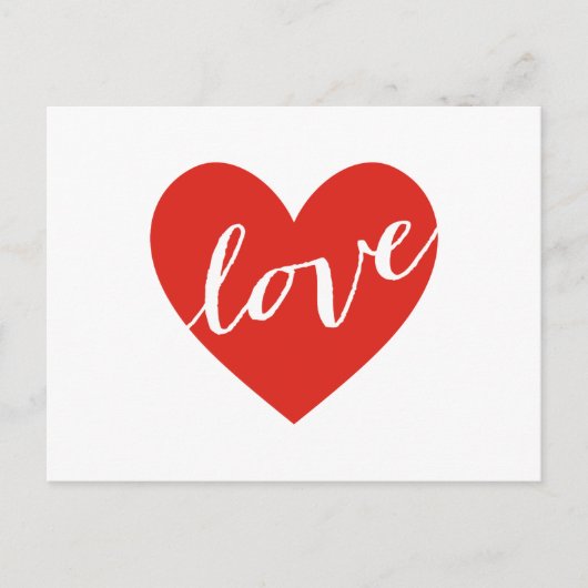 Liefde, rood hart briefkaart (Voorkant)