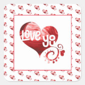 Liefde Rood-marmer Heart Valentijn Square Sticker (Voorkant)
