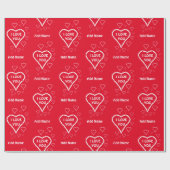 Liefde Rood met Witte Harten Inpakpapier (Vlak)