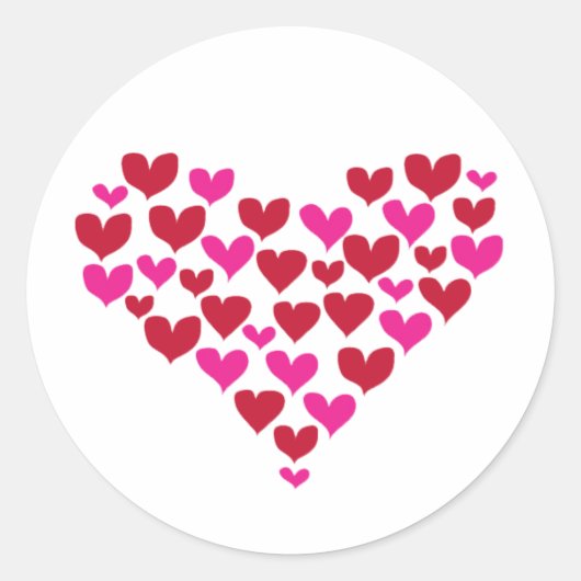 Liefde Rood Roze Hart Ronde Sticker (Voorkant)