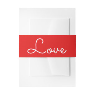 Liefde Rood Wit Bruiloft Modern, Minimalistische F Uitnodigingen Wikkel