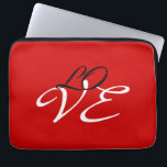 Liefde Rood Wit Zwart Kleur Calligrafie Schrift Laptop Sleeve<br><div class="desc">U kunt de lettertypen en kleuren eenvoudig wijzigen. U kunt ook uw logo en de achtergrondafbeelding toevoegen zoals u wilt.</div>