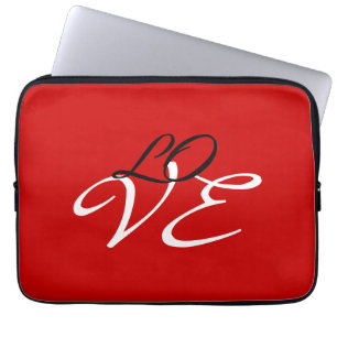 Liefde Rood Wit Zwart Kleur Calligrafie Schrift Laptop Sleeve