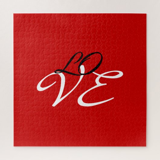 Liefde Rood Wit Zwart Kleur Calligrafie Schrift Legpuzzel (Verticaal)