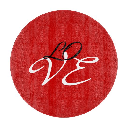 Liefde Rood Wit Zwart Kleur Calligrafie Schrift Snijplank (Voorkant)