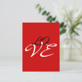 Liefde Rood Wit Zwart Kleur Kalligrafie Script Briefkaart (Staand voorkant)