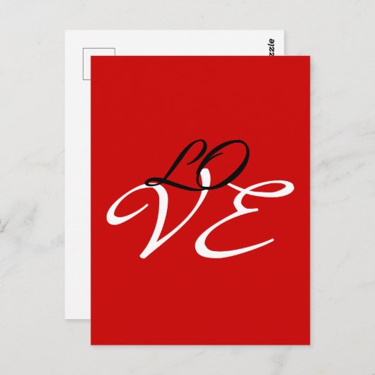 Liefde Rood Wit Zwart Kleur Kalligrafie Script Briefkaart (Voorkant / Achterkant)