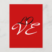 Liefde Rood Wit Zwart Kleur Kalligrafie Script Briefkaart (Voorkant)