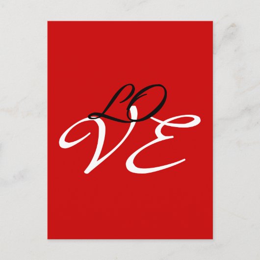 Liefde Rood Wit Zwart Kleur Kalligrafie Script Briefkaart (Voorkant)