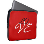 Liefde Rood Wit Zwart Kleur Kalligrafie Script Laptop Sleeve (Voorkant Rechts)