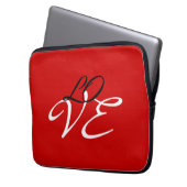Liefde Rood Wit Zwart Kleur Kalligrafie Script Laptop Sleeve (Voorkant Links)