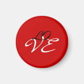 Liefde Rood Wit Zwart Kleur Kalligrafie Script Magneet (Voorkant)