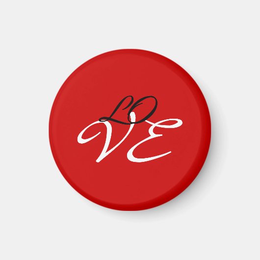 Liefde Rood Wit Zwart Kleur Kalligrafie Script Magneet (Voorkant)