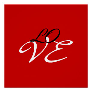 Liefde Rood Wit Zwart Kleur Kalligrafie Script Perfect Poster