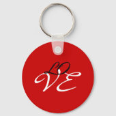 Liefde Rood Wit Zwart Kleur Kalligrafie Script Sleutelhanger (Voorkant)