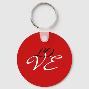Liefde Rood Wit Zwart Kleur Kalligrafie Script Sleutelhanger