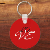 Liefde Rood Wit Zwart Kleur Kalligrafie Script Sleutelhanger (Achterkant)