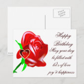 Liefde-Roos en hart_ Briefkaart (Voorkant / Achterkant)