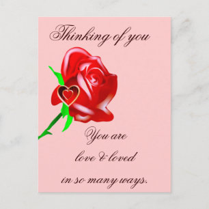 Liefde-Roos en hart_ Briefkaart