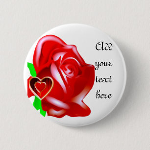 Liefde-Roos en hart_ Ronde Button 5,7 Cm