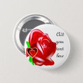 Liefde-Roos en hart_ Ronde Button 5,7 Cm (Voorkant /achterkant)