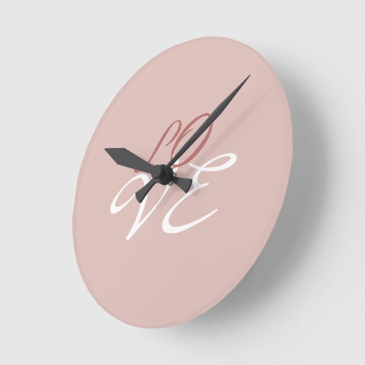 Liefde Roos Gouden Kleur Kalligrafie Script Ronde Klok (Hoek)