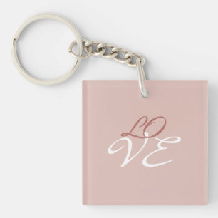 Liefde Roos Gouden Kleur Kalligrafie Script Sleutelhanger