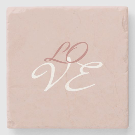 Liefde Roos Gouden Kleur Kalligrafie Script Stenen Onderzetter (Voorkant)