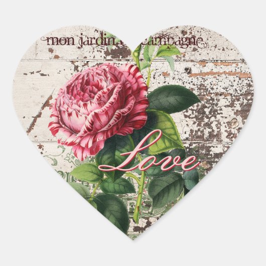 Liefde roos hart sticker (Voorkant)