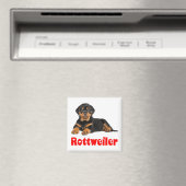 Liefde Rottweiler Brown & Black Puppy Dog Cartoon Magneet (Insitu (Vaatwasser))