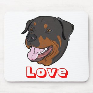 Liefde Rottweiler Puppy Hond Cartoon Muismat